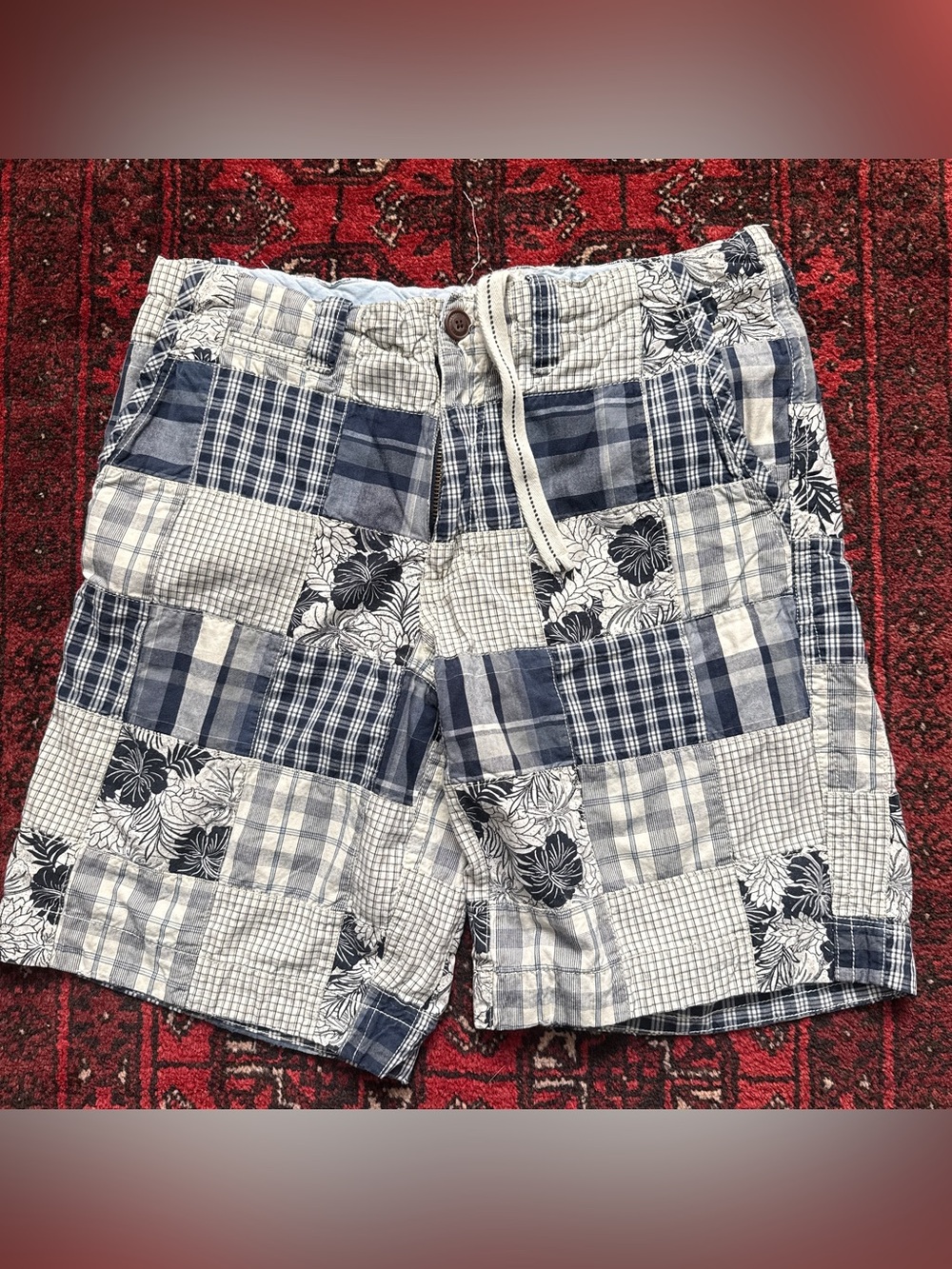 Y2K Aeropostale Plaid Patchwork Drawstring Shorts Mens Size 34